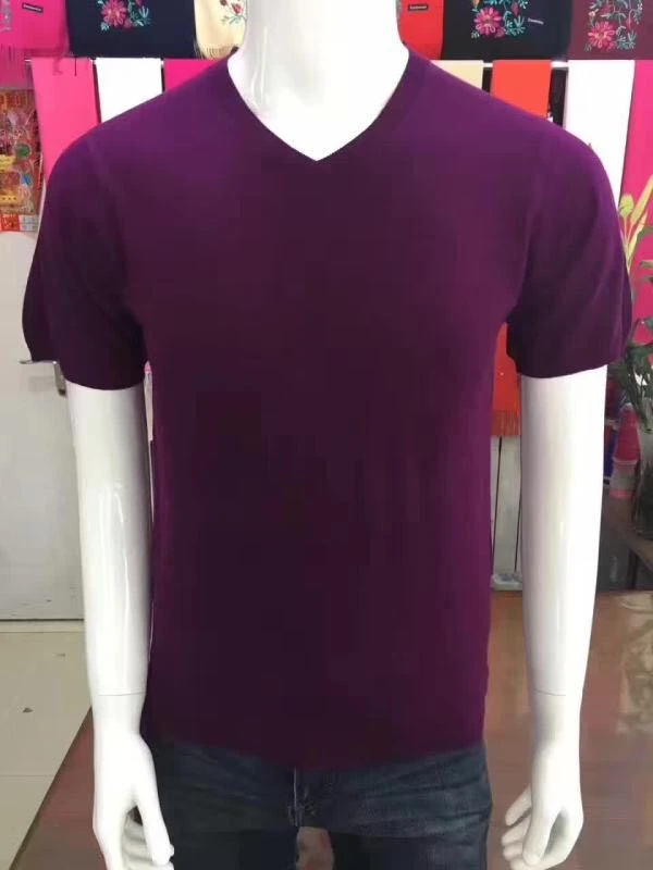 Мужской тонкий свитер с коротким рукавом и V образным вырезом 170/84A 185/96A|cashmere men|sweater