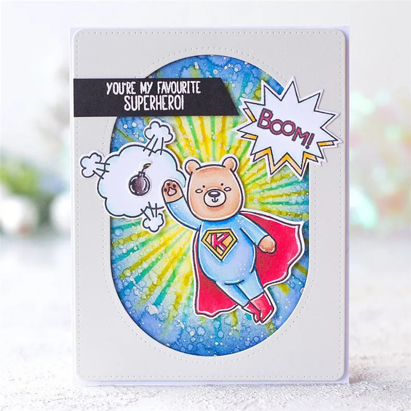 

Eastshape Stamp with Die Super Bear for DIY Scrapbooking Animal Metal Cutting Dies Clear Stamp Card Making New 2019 Crafts
