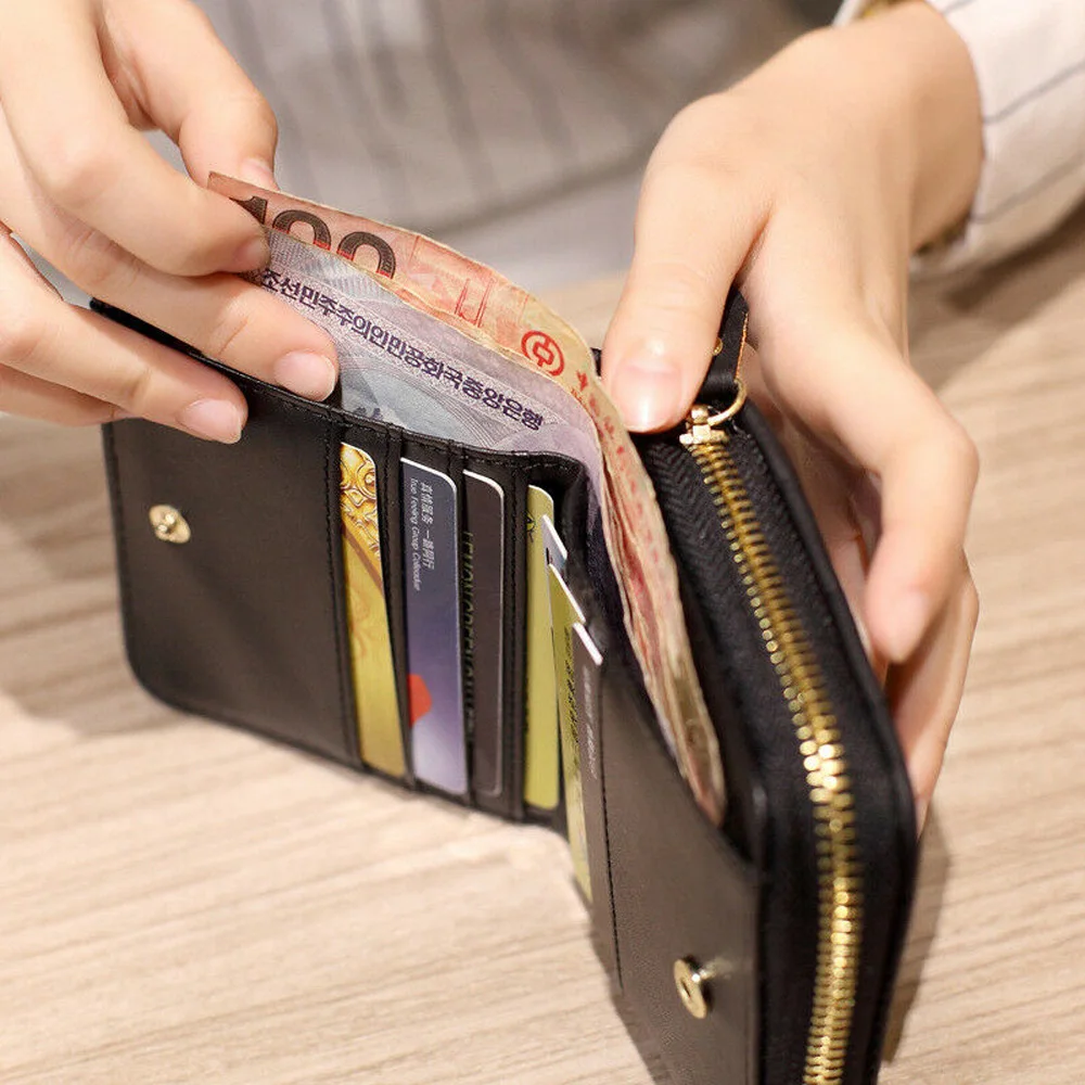 Женский винтажный клетчатый небольшой бумажник из искусственной кожи, складной держатель для монет, кошелек для денег