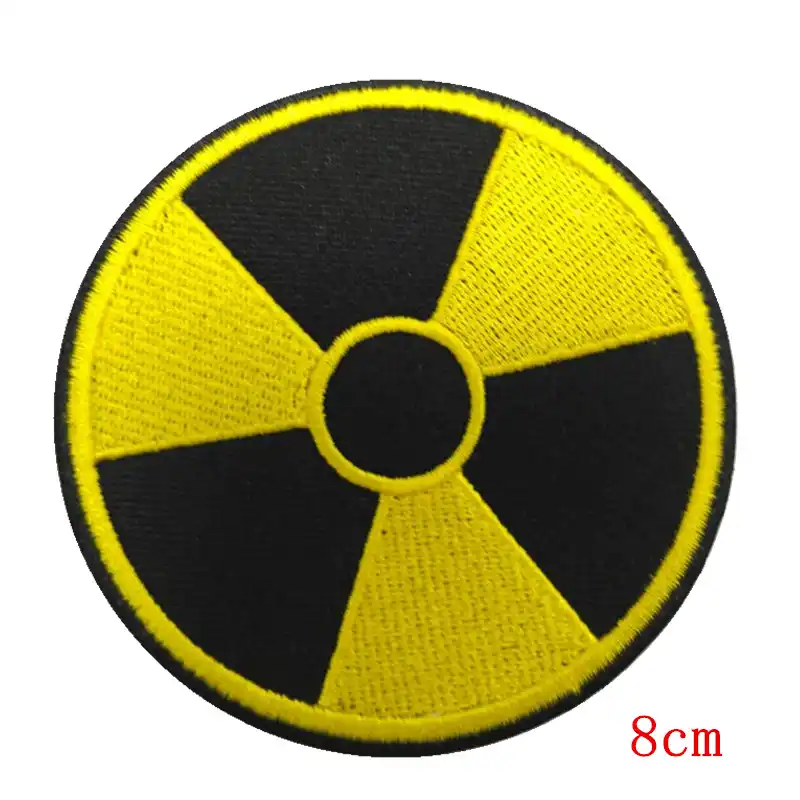 Patch ecusson brode imprime thermocollant radioactif nucleaire radiation symbol