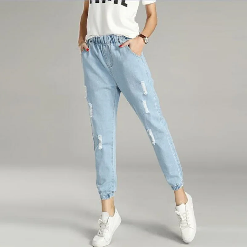 2018 Summer Women Jeans Casual Hole High Waist Jeans