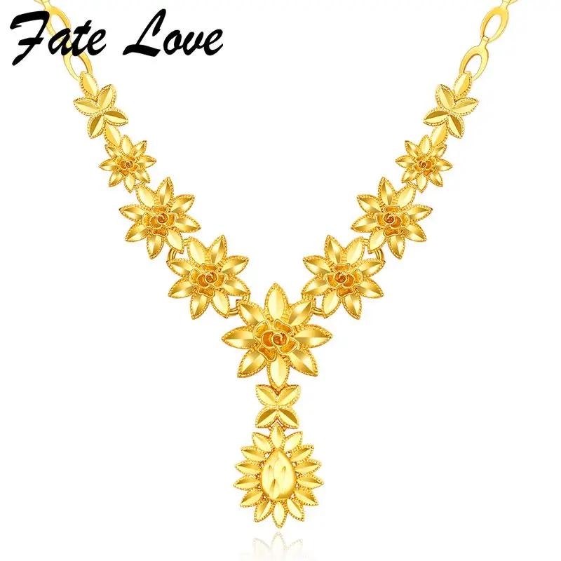 flower design gold necklace