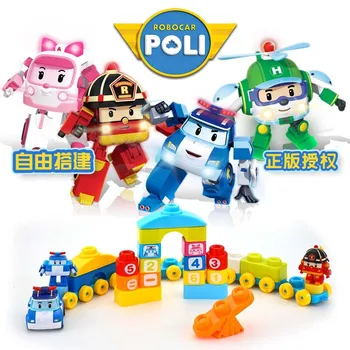 

57pcs Genuine Robocar Poli Compatible With Legoings Lepined Building Blocks City Car Figures Big Size Bricks Duplo Block