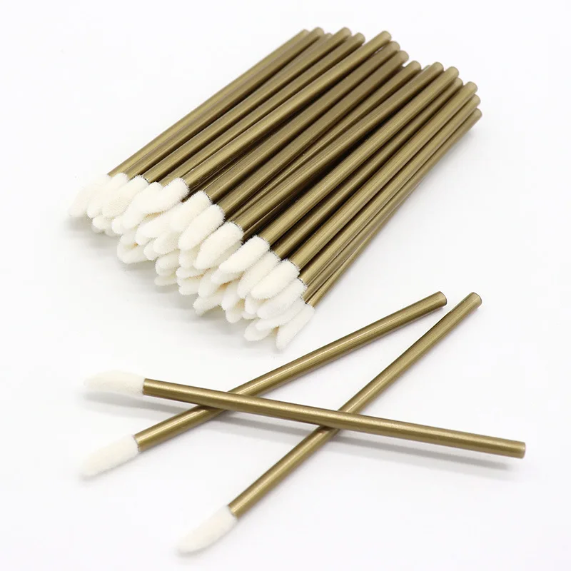 50pcs Gold 50 шт. набор кисточек для макияжа Maquillage тушь для ресниц палочки для губ кисть для чистки ресниц одноразовые кисти для макияжа аппликаторы - Handle Color: 50pcs Gold