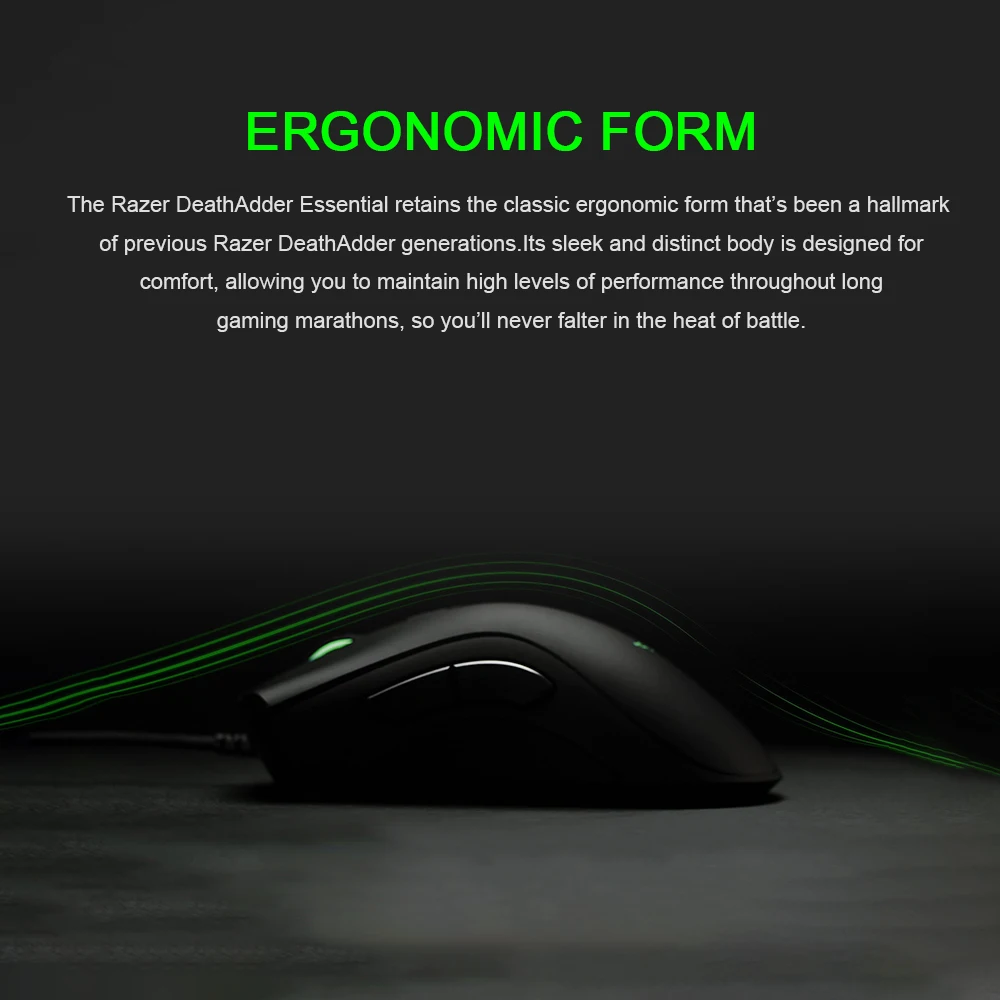 Razer DeathAdder Эфирная Проводная игровая мышь 6400 dpi оптический сенсор 5 независимо программируемых кнопок эргономичный дизайн