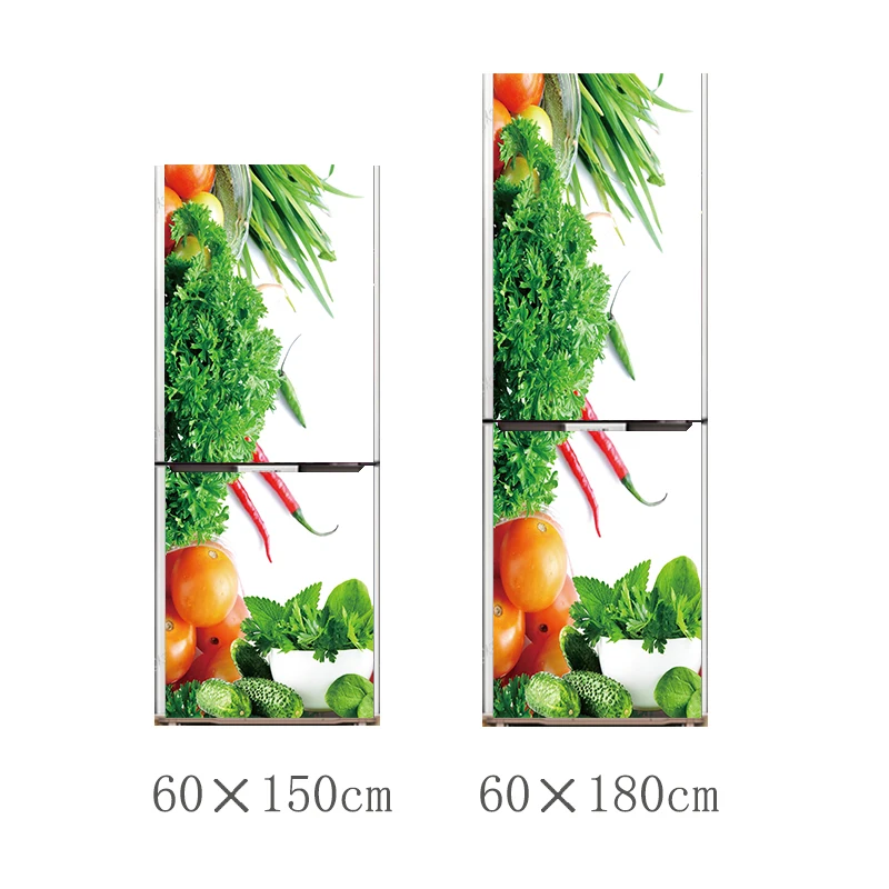 New Creative Fruit vegetable Pattern Fridge Sticker PVC Refrigerator Door Kitchen Self-adhesive Wall Stickers Decor