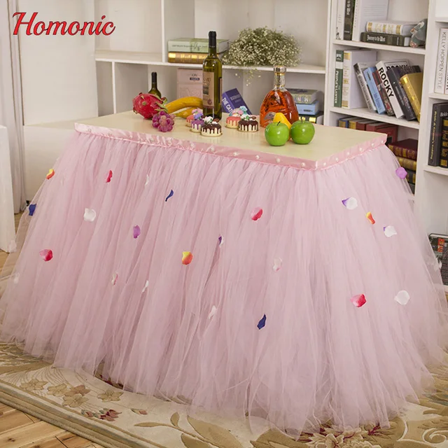 table skirt pink tulle table skirt pleat style wedding hotel table decoration tablecloth