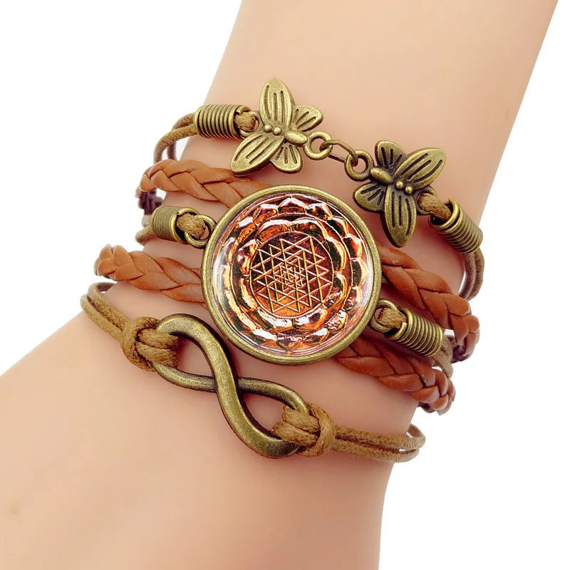 

New Trendy Sri yantra Multilayer Handmade Leathers Braided Bracelet Jewelry for Men for Women Gifts Fashion Accessories