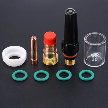 

9Pcs Welding Torch Kit Stubby Gas Len + #10 Pyrex Glass Cup with O-rings Weling Tools For WP-17/18/26 1/16'' Weling Torch