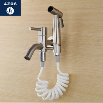 

Azos Bidet Faucet Pressurized Sprinkler Head Stainless Steel Stainless Steel Cold Water Two Function Washing Machine Pet Bath Sh