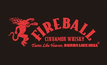 

90*150cm fireball cinnamon whisky tastes like heaven burns like hell flag