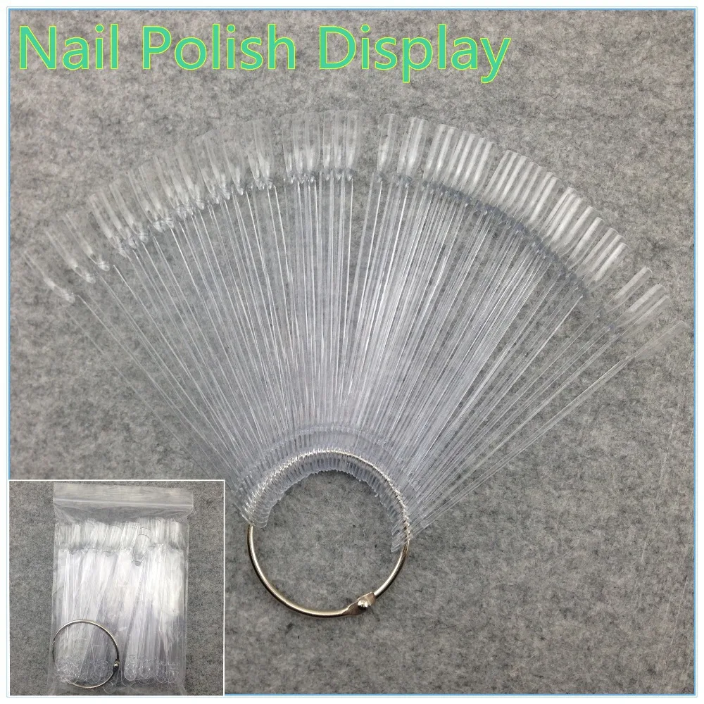 

50Pcs Transparent False Nail Art Tips Sticks Polish Display Fan Practice Tool Board Nails Tools + Free Shipping (NR-WS44)