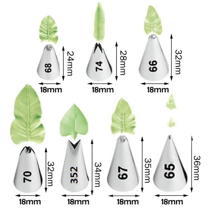 7-Стиль лист наконечник глазировки насадка для пирожных Нержавеющая сталь Кондитерские инструменты для украшения торта для выпечки шоколадного печенья прессформы - Цвет: 70