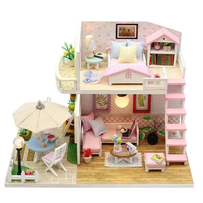 2018 Handmade Christmas Gifts Miniature Diy Puzzle Toy Doll House Model Wooden Furniture Building Blocks Toys Birthday Gifts 2018 Handmade Christmas Gifts Miniature Diy Puzzle Toy Doll House Model Wooden Furniture Building Blocks Toys Birthday Gifts