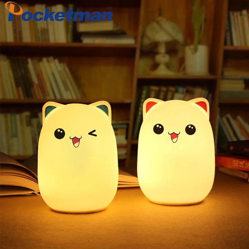 

Silicone Touch Sensor LED Night Light For Children Baby Kids 7 Colors 2 modes Bear LED USB LED Night Lamp