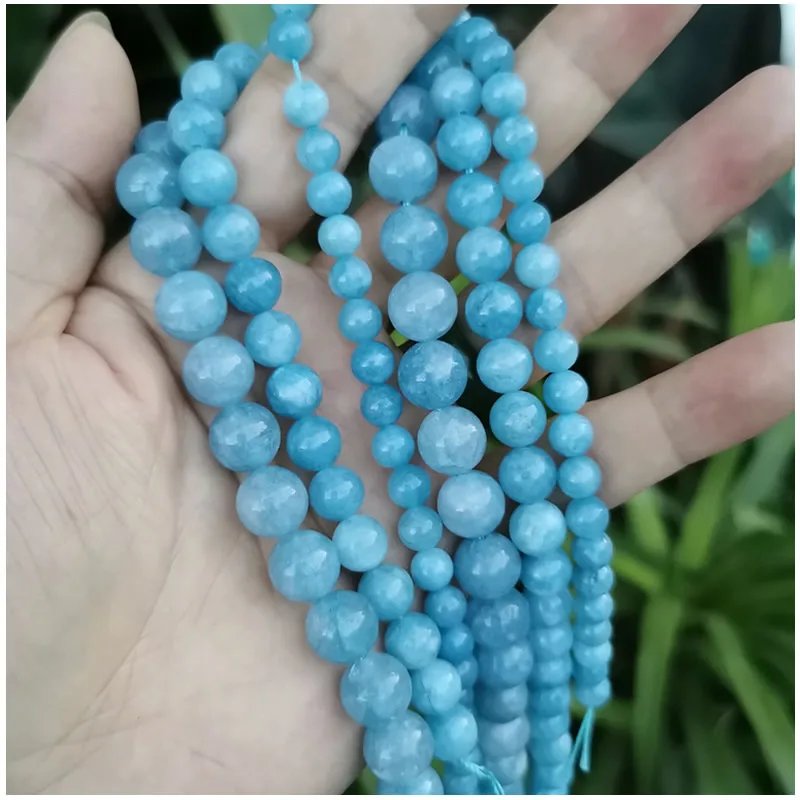 1 strand Natural Aquamarin Agat Stone Loose Spacer Beads Bracelet Jewelry Making 