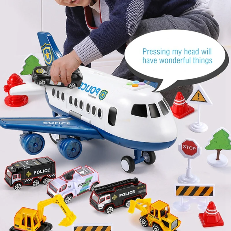 Children'S Toy Aircraft Boy Baby Oversized Music Track Inertia Toy Car Plane Passenger Model Large Storage Space