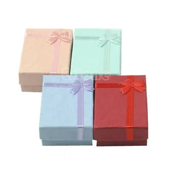 

10pcs/lot Rectangle Shape Ring Bowknot Box Rings Earring Pendant Necklace Jewelry Case