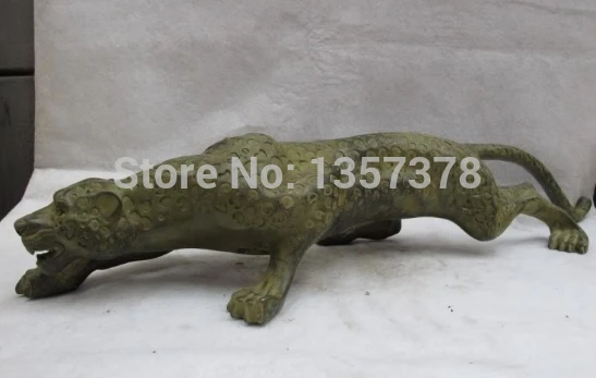 

shitou 00506 China Folk Classic Bronze Copper animal Brutal leopard panther catamount statue discount 30% (C0324)