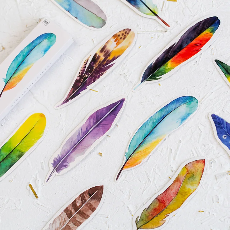 

30Pcs/lot Cute Creative Colorful Feather Paper Bookmark Birds in Memory Stationery Bookmarks Book Clip Office School Supply