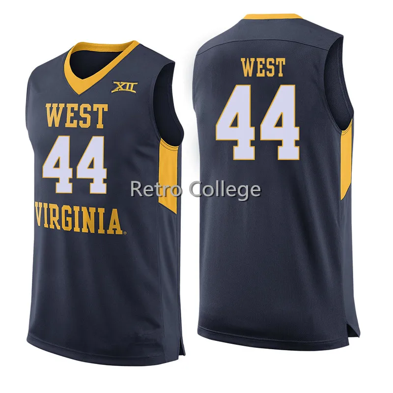 

44 JERRY WEST West Virginia Mountaineers College basketball jerseys Embroidery Stitched any number and name