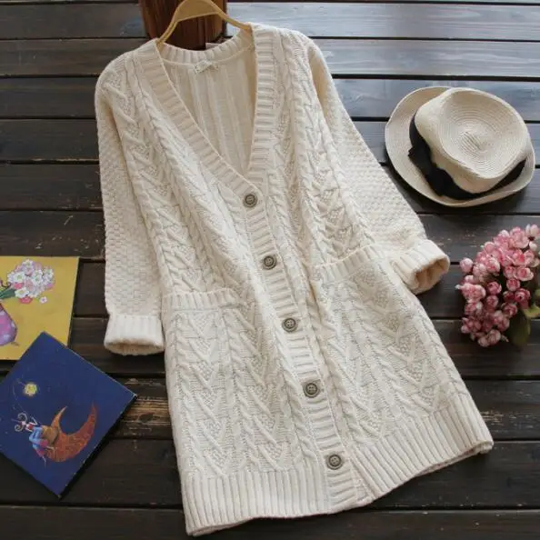 

Spring Autumn Japanese Sexy Deep V Collar Cute Jacquard hoodied Women Long Sleeve Knitting hoodie Tricot Coats AF758