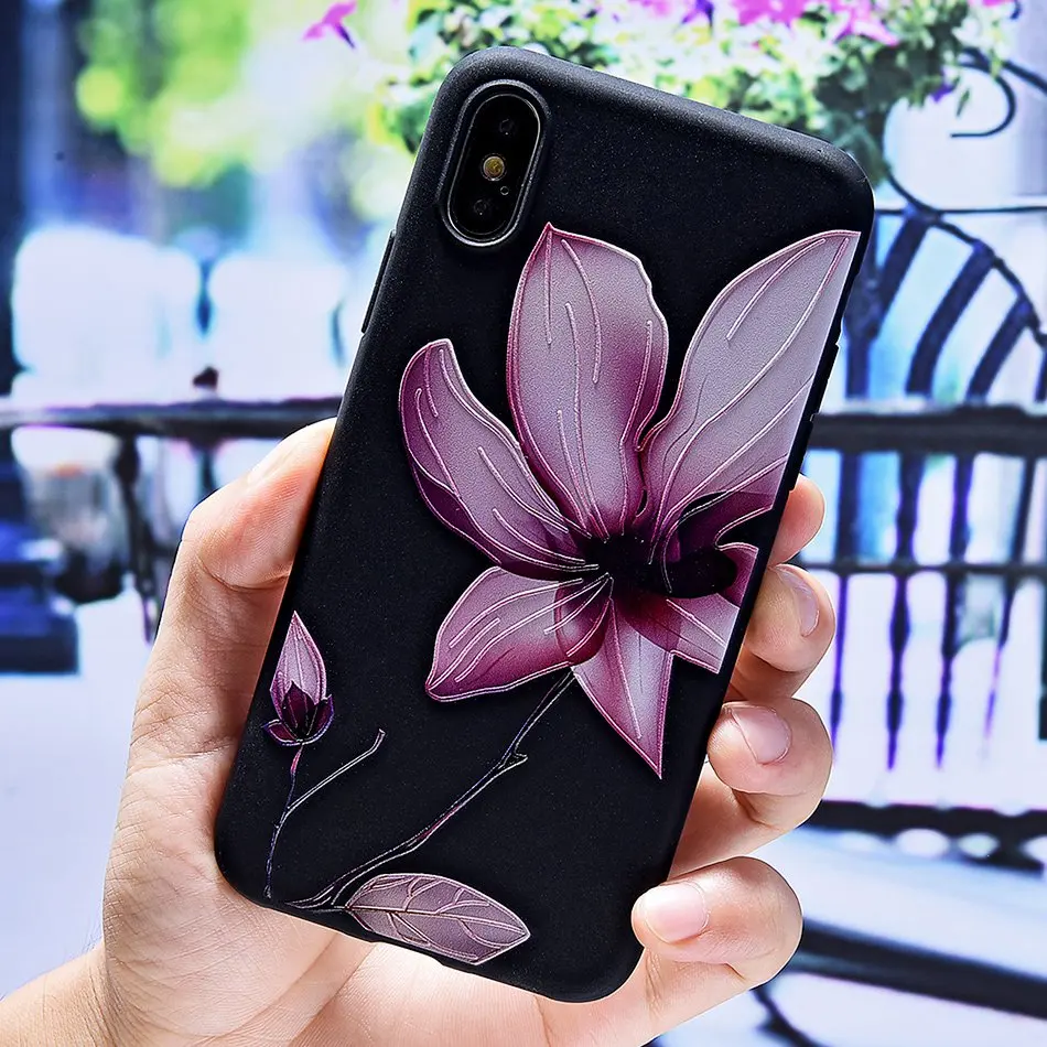3D Silicone Relief Floral Case For iPhone XS Case For iPhone 2018 XS Plus Soft TPU Flower Matte Case Cover Phone Cases On        (16)