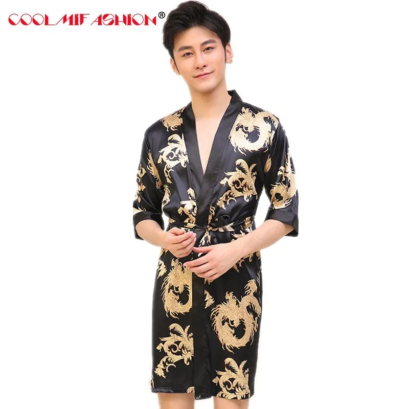 mens silk dragon robe