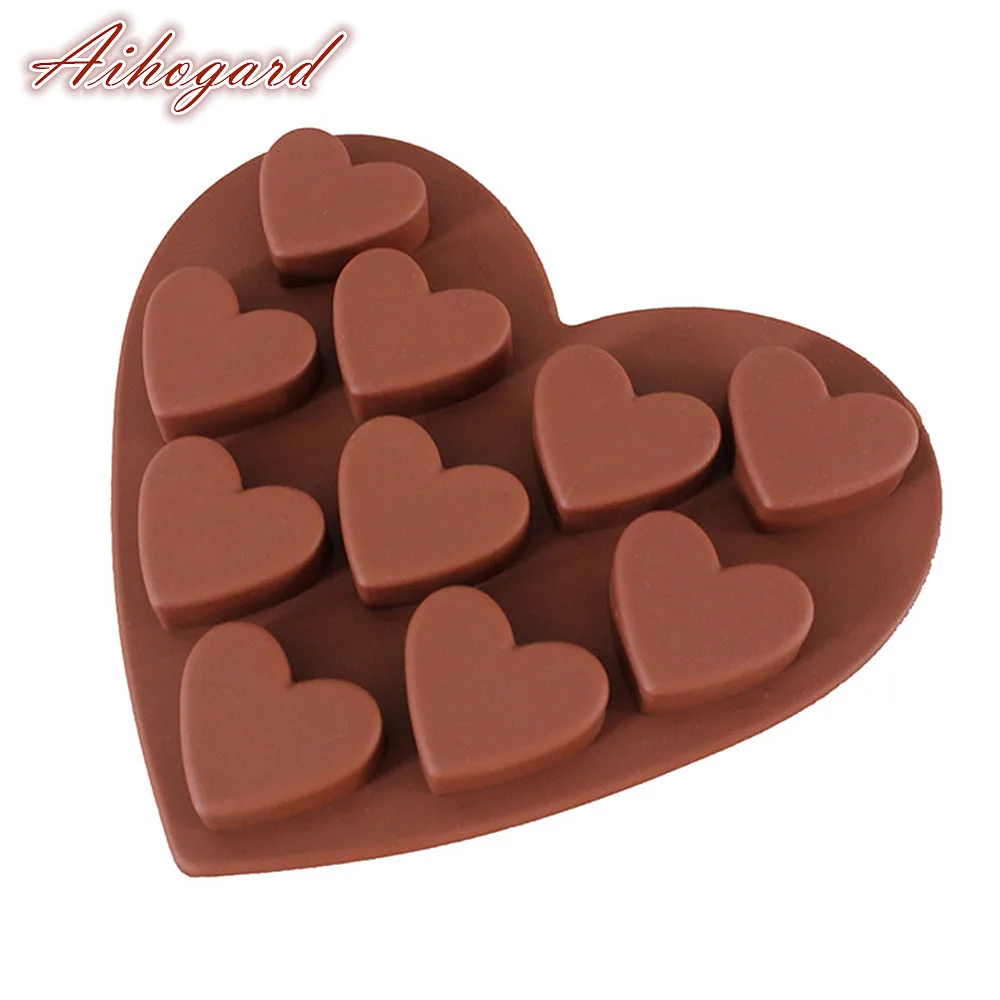 

New 1Pcs 10 Holes Silicone Love Heart Shaped Chocolate Mold Cake Mold Cake Cup Jelly Ice Cube Tray Baking Mould DIY Gift Making
