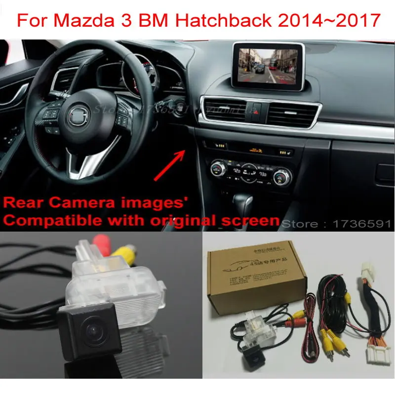 Goedkoop Voor Mazda 3 Mazda3 BM Hatchback 2014 ~ 2017 RCA Originele Screen Compatibel Auto Back up Reverse Camera Auto achteruitrijcamera Sets