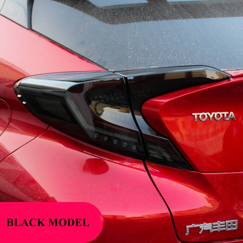 Автомобильный светодиодный задний светильник, задний светильник для Toyota C-HR CHR, задний ходовой светильник+ тормозной светильник+ задний фонарь+ Динамический сигнал поворота - Цвет: black