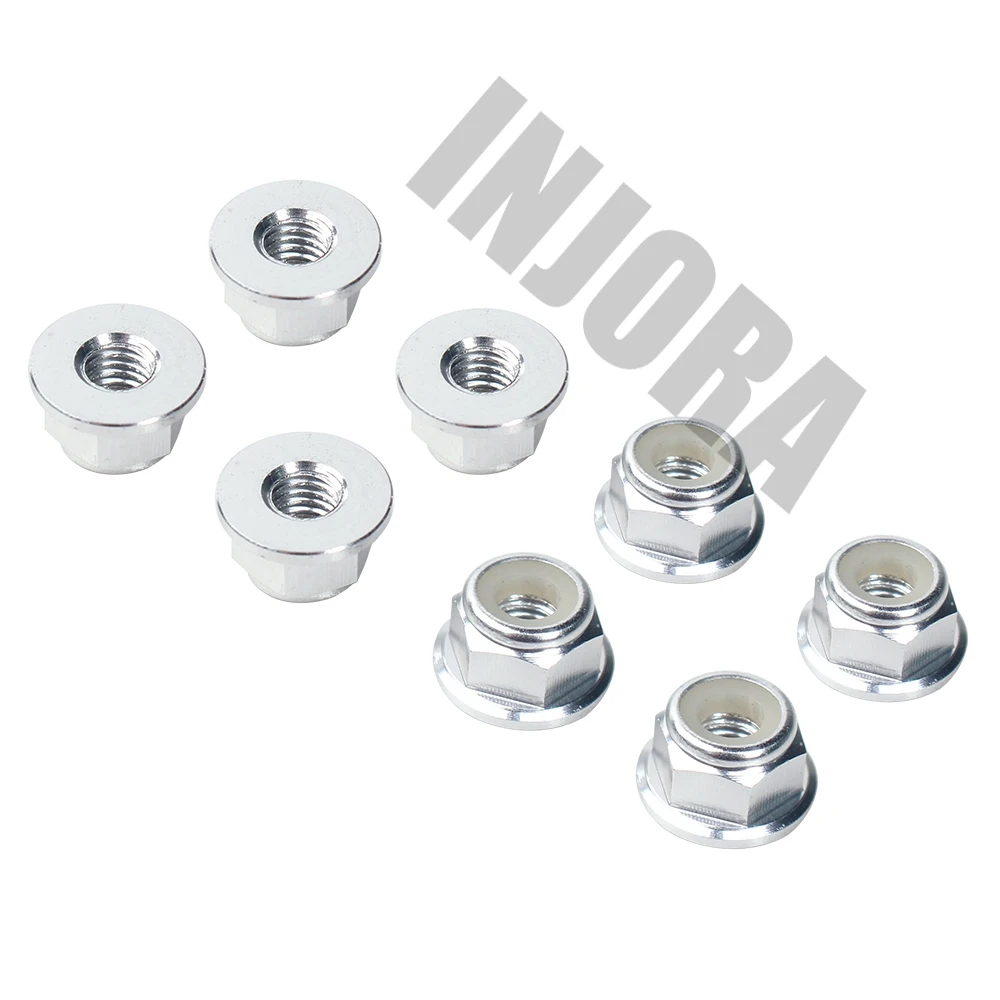 INJORA M4 Metal 4mm Wheel Lock Nut for 1/10 RC Car Crawler Traxxas TRX4 Axial SCX10 90046 D90 Slash 2wd SCTE 4x4 - Цвет: Silver