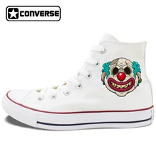 All Stars Shoes Men’s Converse Creepy Scar Clown Hand Painted Shoes for Women High Top Canvas Sneakers Classic Chuck Taylors