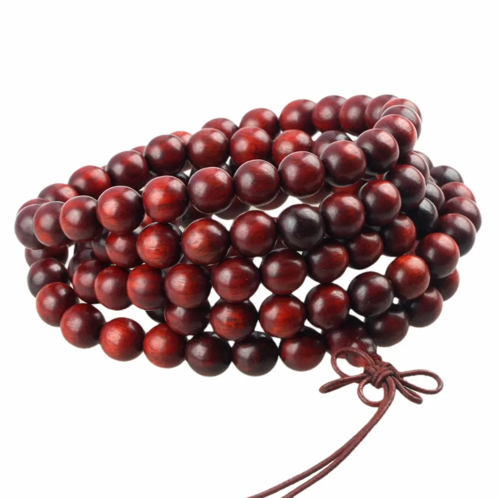 

TUMBEELLUWA 8mm Blood Sandalwood Bracelet Necklace 108 Tibetan Buddhist Mala Prayer Beads