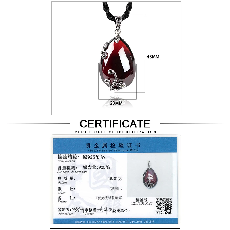 Женское Ожерелье подвеска из серебра 925 пробы с красным камнем|sterling pendant|pendant