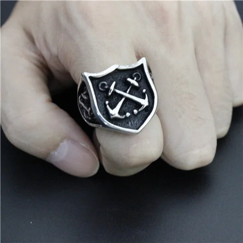 

Personal Design Anchor Cool Ring 316L Stainless Steel Fashion Jewelry New Gothic Style Biker Anchor Ring