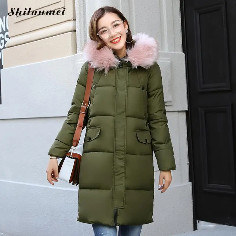new woman winter coats and jackets with fur hooded long winter parka