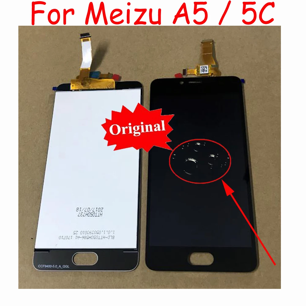

100% Original For 5.0" Meizu MA5 M5C Meilan A5 5C LCD Screen Display Touch Panel Digitizer With Frame Assembly For Meizu MA5 M5C