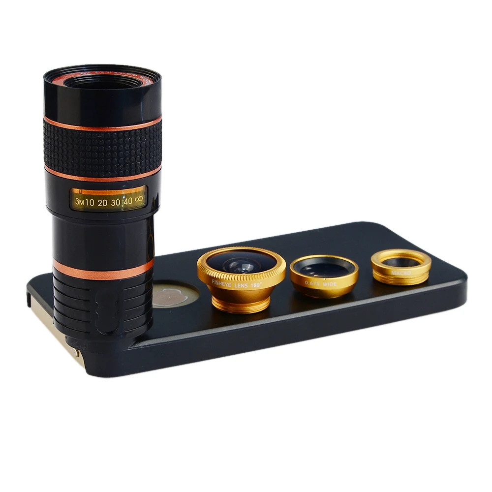 Apexel 4 in 1 Mobile Camera Lens Wide Angle Macro + Fisheye Fish Eye
