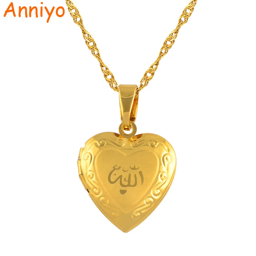 

Anniyo Heart Allah Necklace Pendant for Women Muslim Jewelry Men,Gold Color Islam Chain Necklaces Prophet Muhammad #201902