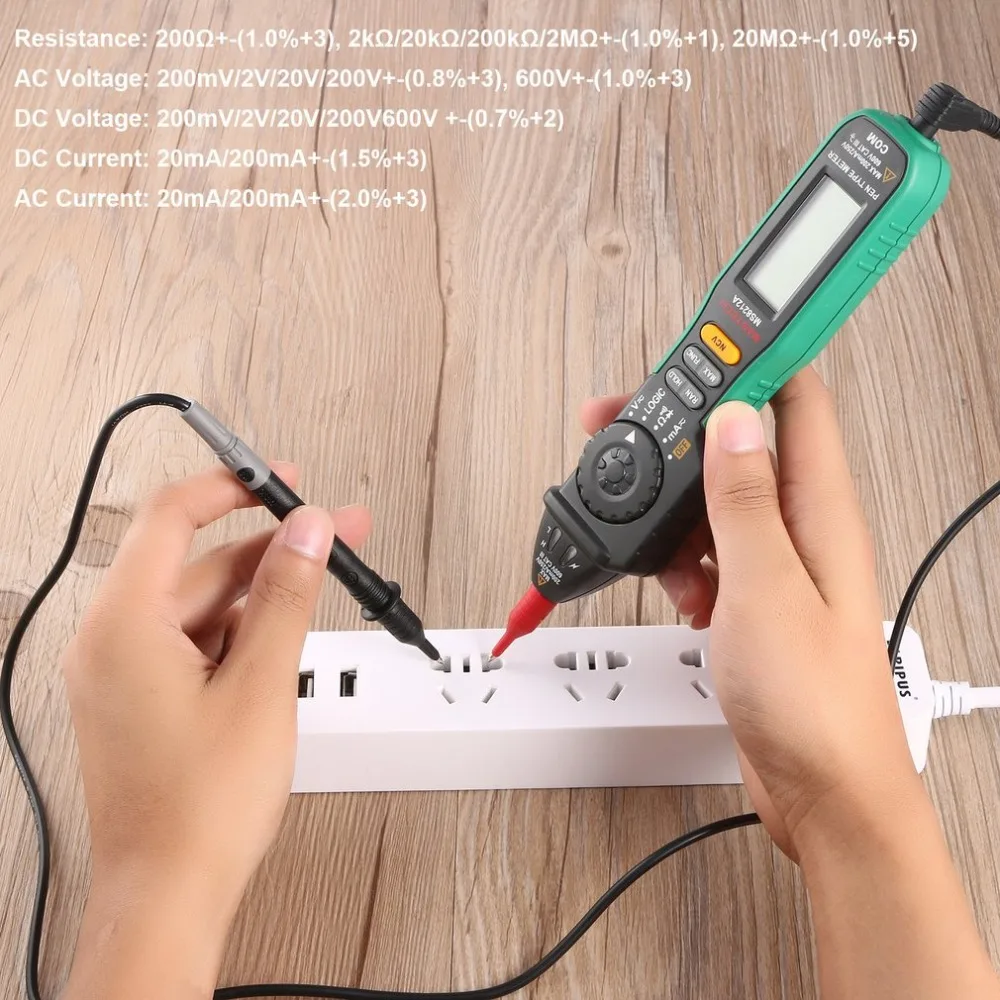 

Pen Digital Multimeter MS8212A Mastech Esr Meter Digital Transistor Battery Electronics Voltage Current Diode Continuity Tester