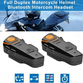 

2018 new Pro 2pcs BT-S2 Motorcycle Helmet Bluetooth Headset Bluetooth Interfones for Motorcycle Intercom Headset BT Interphone