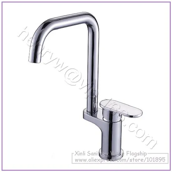 L16522 Luxury Deck Mounted Chrome Color Brass Material Single Leaver Kitchen Mixer