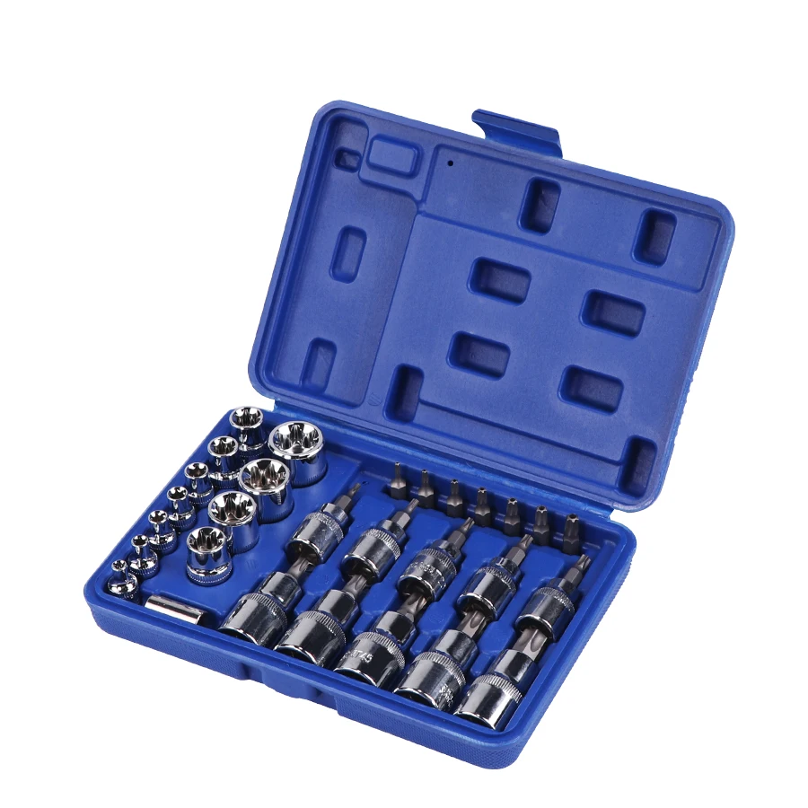 

1/4" 3/8" 1/2" Chrome Vanadium Steel Security Star Torx Socket Bit Set Tamper Proof Ratchet Screwdriver Set Socket Wrench