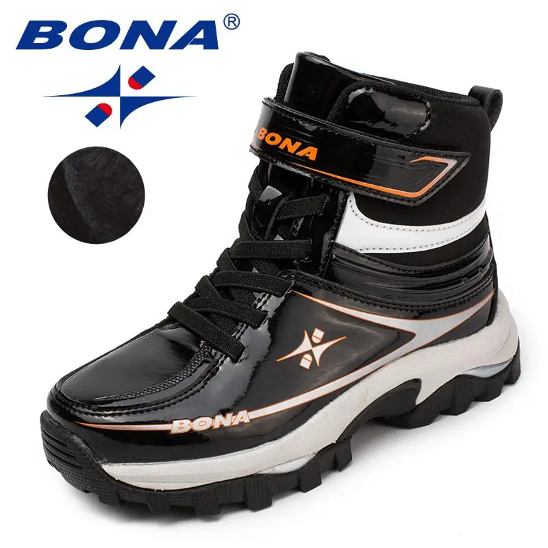 BONA/Новое поступление; детские ботинки в классическом стиле; Зимняя Обувь На Шнуровке Для мальчиков; ботильоны из синтетического материала для девочек; удобная обувь; - Цвет: BLACK