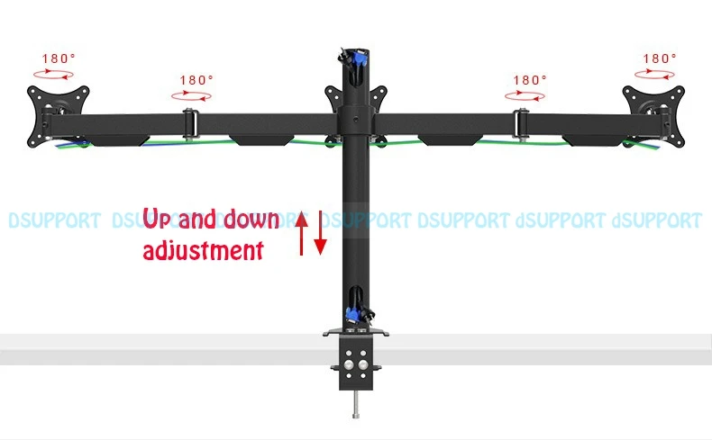 Сверхмощный тройной экран светодио дный светодиодный компьютер монитор Держатель рабочего зажима полный движения 3 монитор крепление Поддержка кронштейн