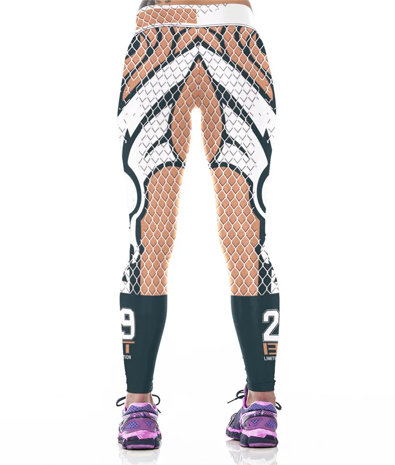 Женские желтые спортивные Леггинсы леопардовая сетка 3D печать Спортивная одежда брюки с высокой талией регби Капри спандекс тонкие фитнес эластичные брюки