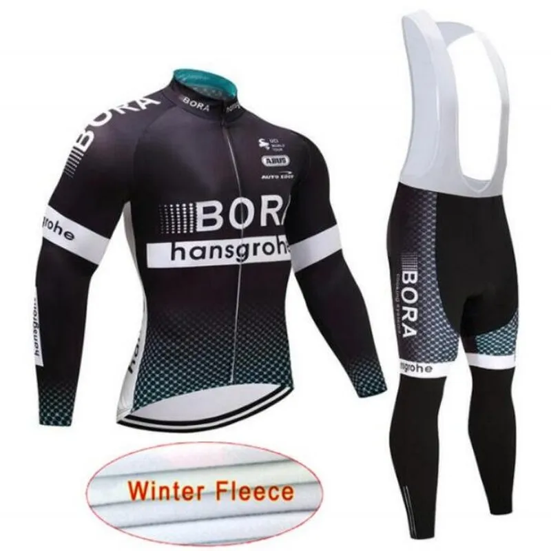 

2018 Winter TEAM BORA New thermal fleece Cycling JERSEY Bike Pants set mens 9D pads Ropa Ciclismo Cycling wear Maillot Culotte