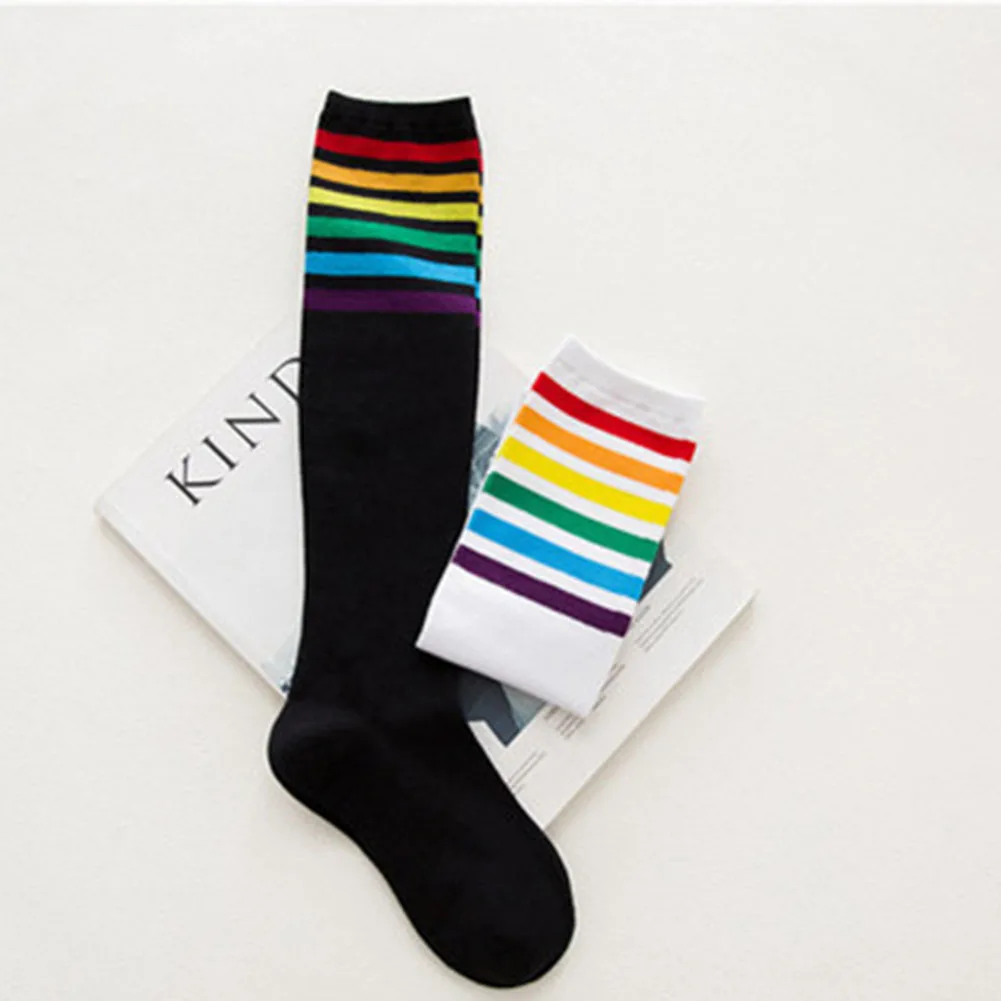 

LGBT Socks Rainbow Striped Winter Boutique Cotton Middle Tube Socks For Women Japanese