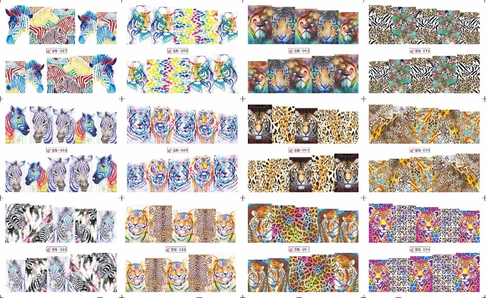 

12Sheets=1Lot BN85-96 Sexy Leopard Water Transfer Nail Art Stickers Beauty Manicure Foils Decal Decorations DIY, Free shipping,